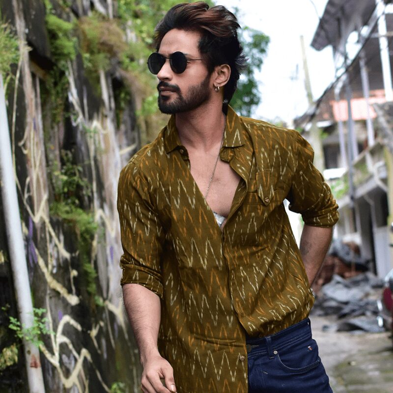 Olive Green Ikath Shirt