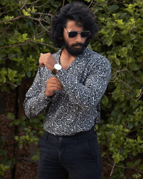 Buy Floral Printed and oversized black cuban collar printed shirt India.