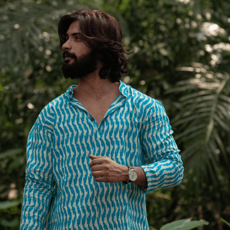 Blue Ikat Kurta