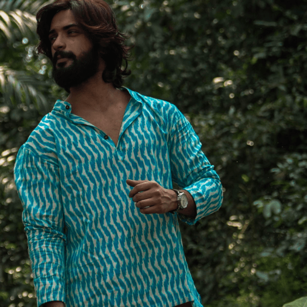 Blue Ikat Kurta - Image 2