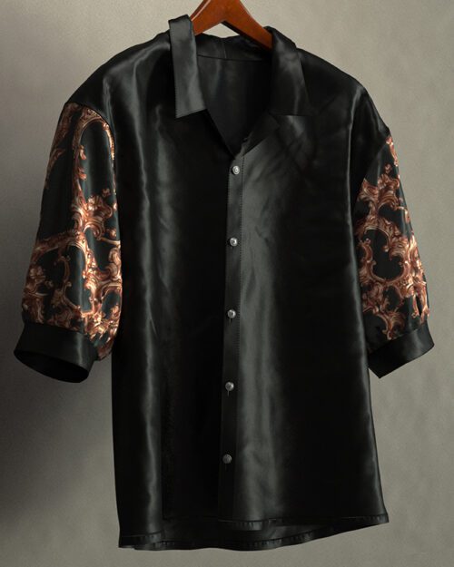 black shirt with golden print