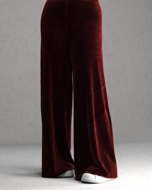 wine velvet puddle pants