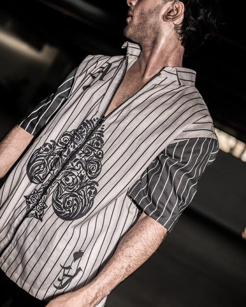 black and white striped shirt