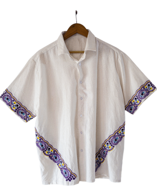 mens white shirt with embroidery