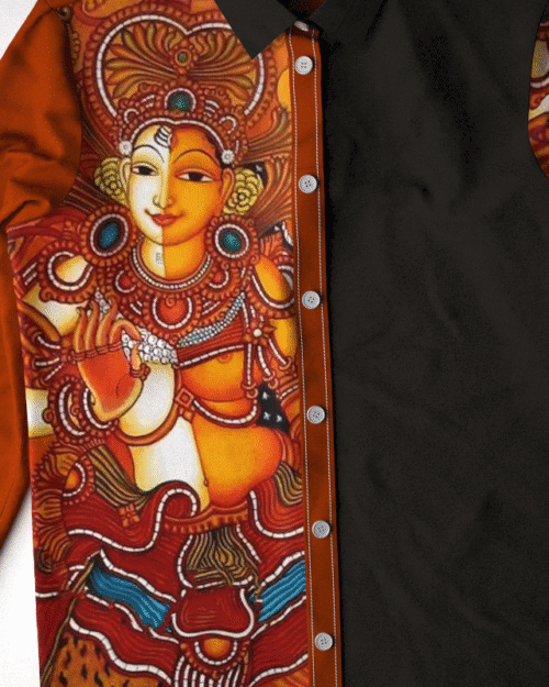 Kerala Mural Painted Shirts Online - Authentic Hand Painted Traditional Art Shirts for Men