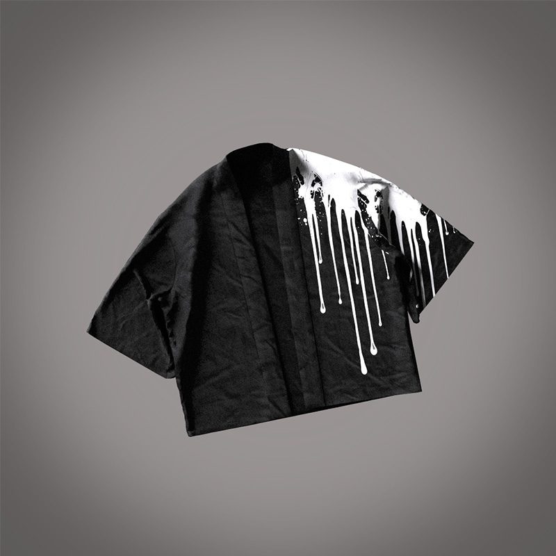 Black abstract Kimono Robe